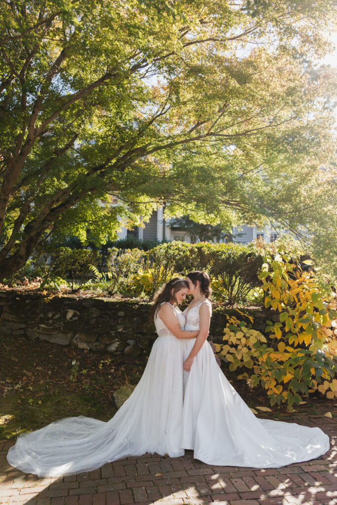 an intimate wedding at an airbnb in New England during the fall