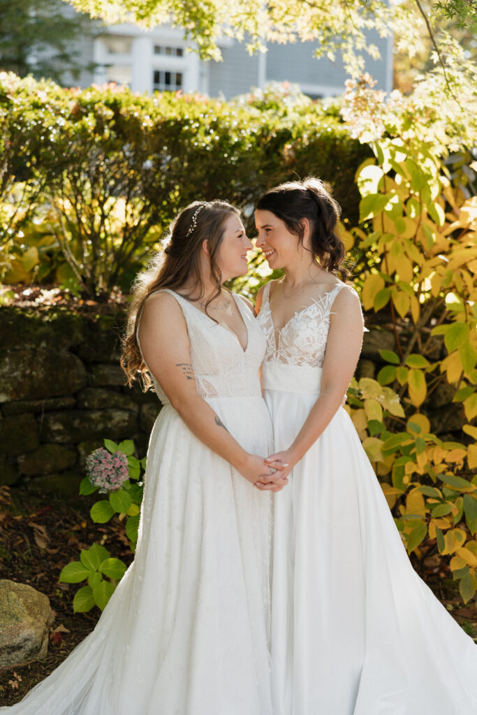 
an intimate wedding at an airbnb in New England during the fall