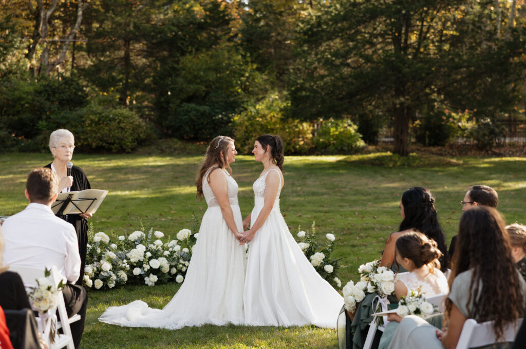 an intimate wedding at an airbnb in New England during the fall