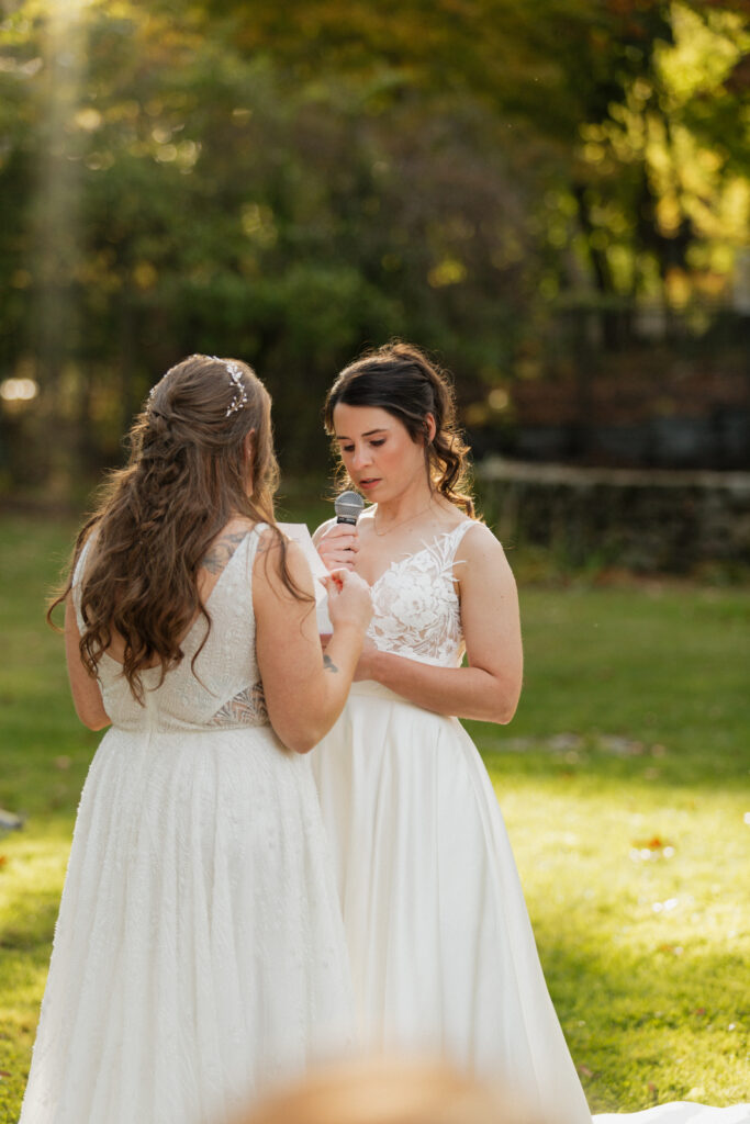 an intimate wedding at an airbnb in New England during the fall