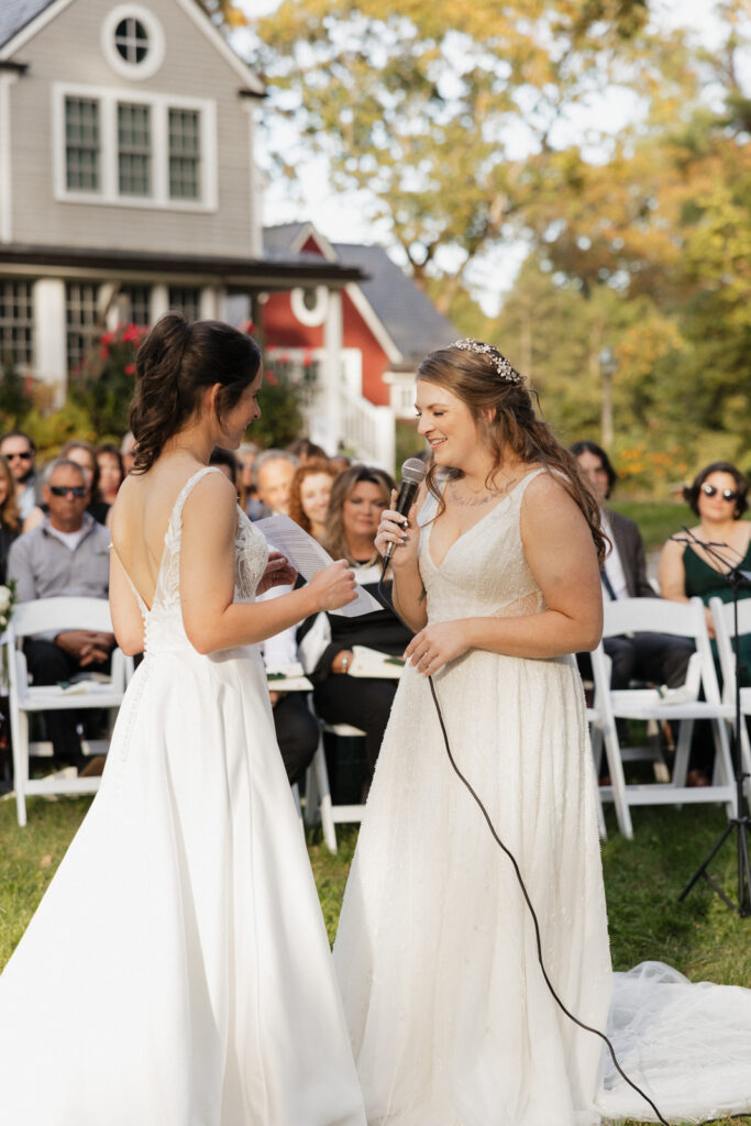 an intimate wedding at an airbnb in New England during the fall