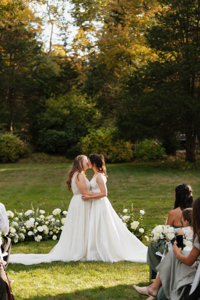 an intimate wedding at an airbnb in New England during the fall