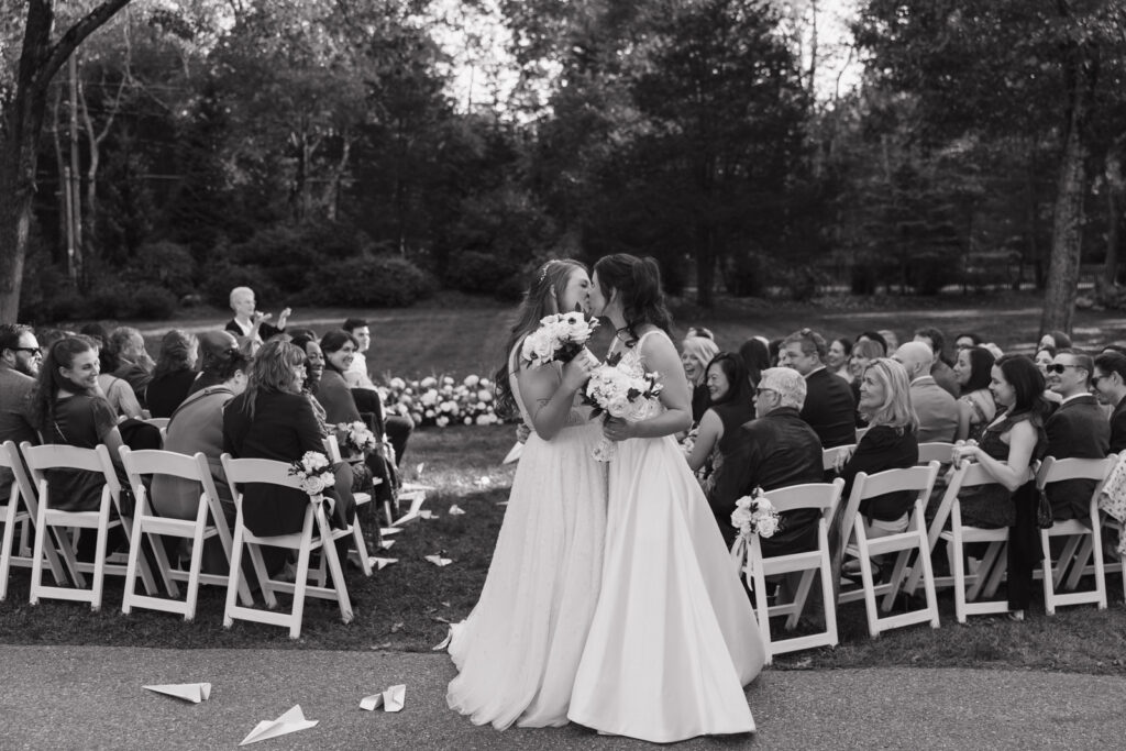 an intimate wedding at an airbnb in New England during the fall