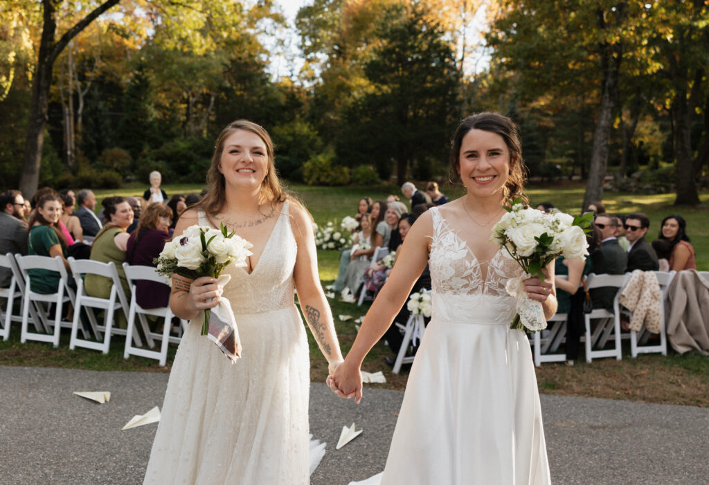 an intimate wedding at an airbnb in New England during the fall