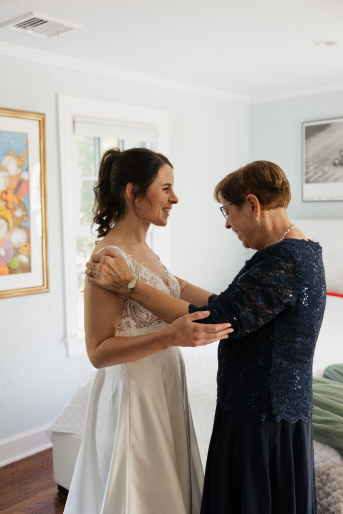 an intimate wedding at an airbnb in New England during the fall