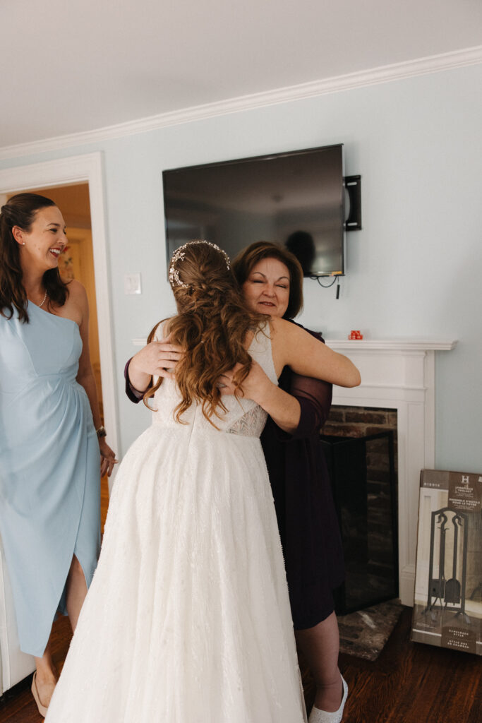 an intimate wedding at an airbnb in New England during the fall