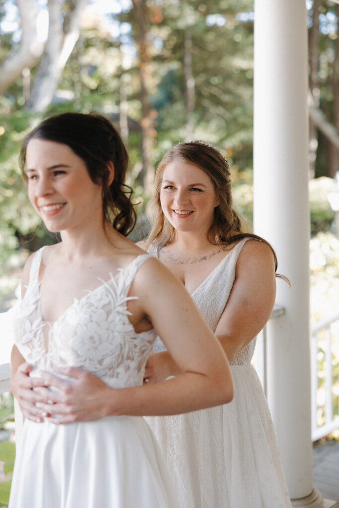 an intimate wedding at an airbnb in New England during the fall