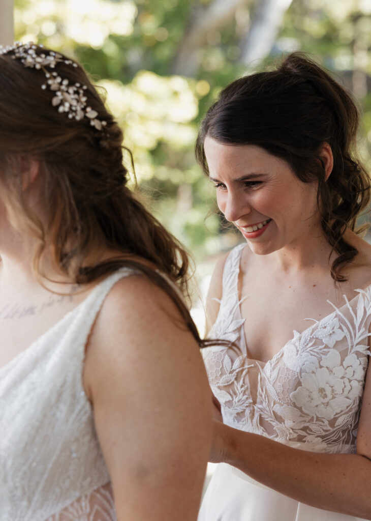 an intimate wedding at an airbnb in New England during the fall