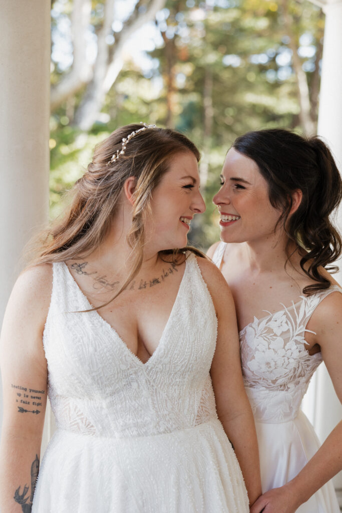 an intimate wedding at an airbnb in New England during the fall