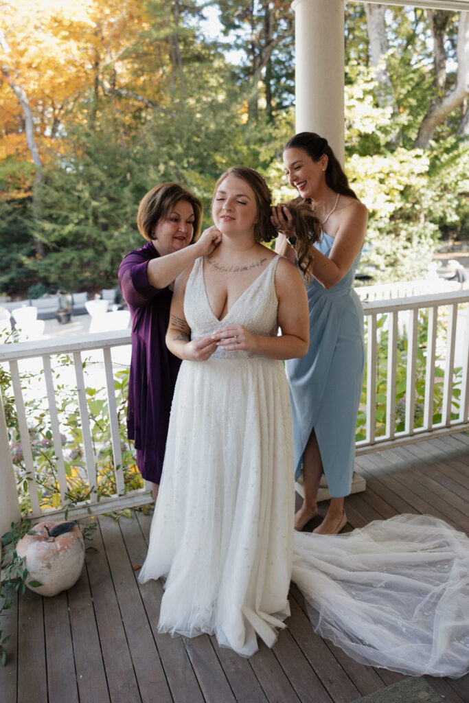 an intimate wedding at an airbnb in New England during the fall