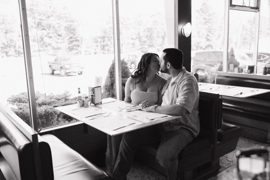 diner engagement session in the Catskills 