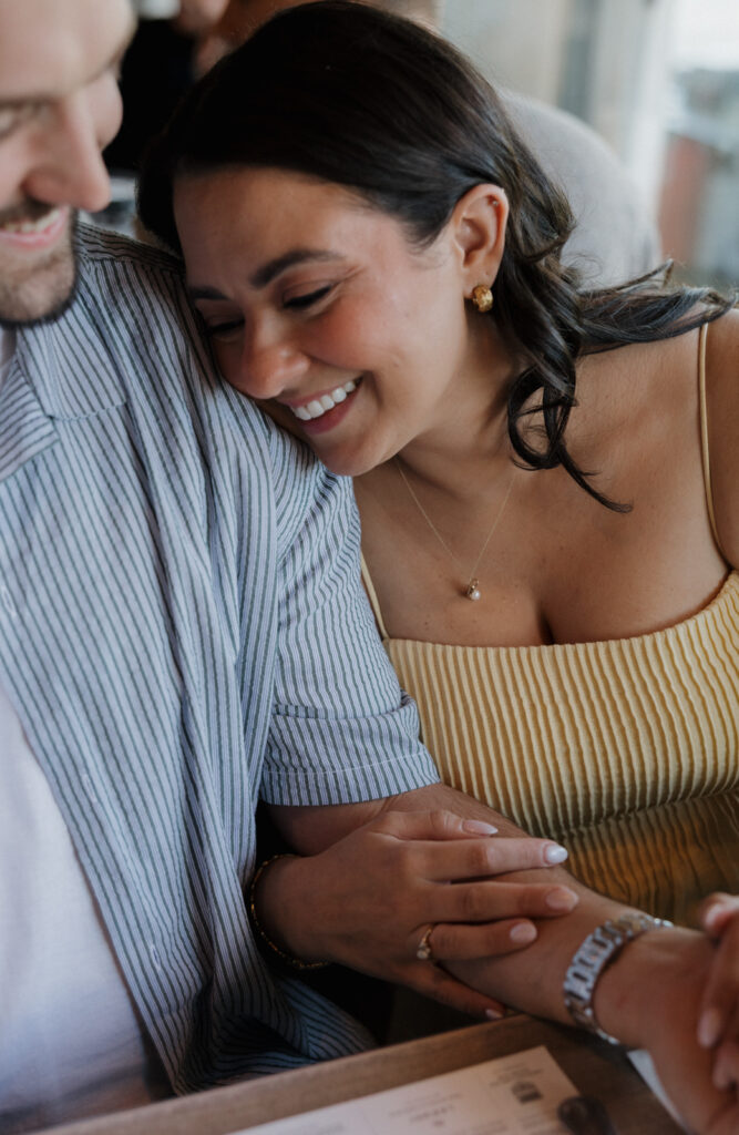 engagement session at a diner in the Catskills 