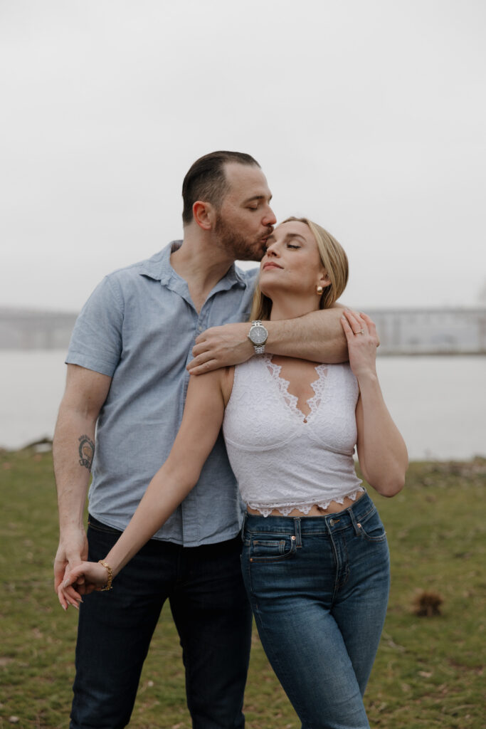 romantic engagement session along the water 